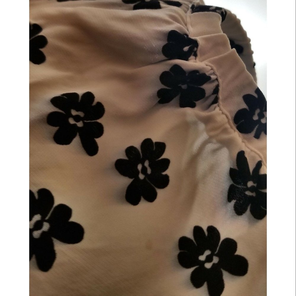 Self Portrait Daisy Print Puff Sleeve Women's Midi Dress, Black/White Size US 2 - Picture 12 of 12